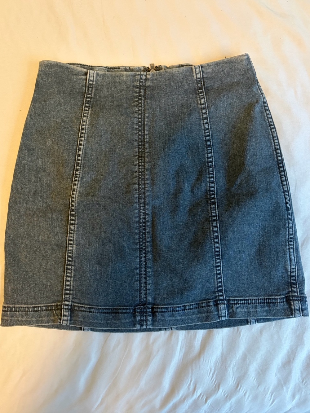 Free People Vertical-Seam Denim Mini Skirt